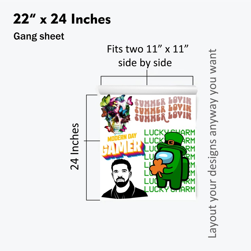Upload DTF Print-Ready File- Multiple Sizes 12 height x 22 wide