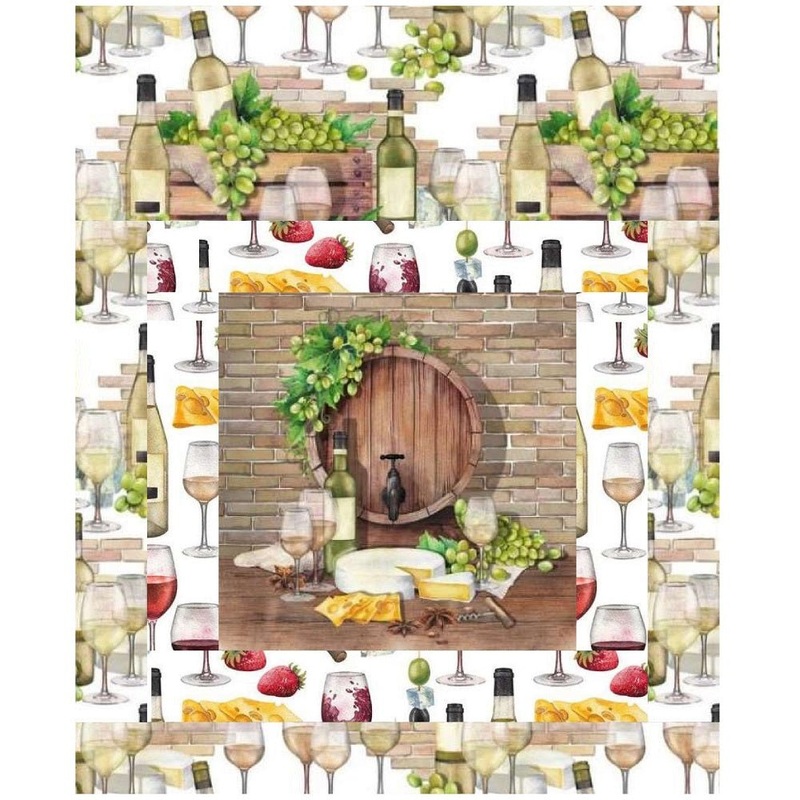 Wine Not? Mini Wall Hanging 9″ x 9″ Quilting Cotton 9 Inches by 9 Inches