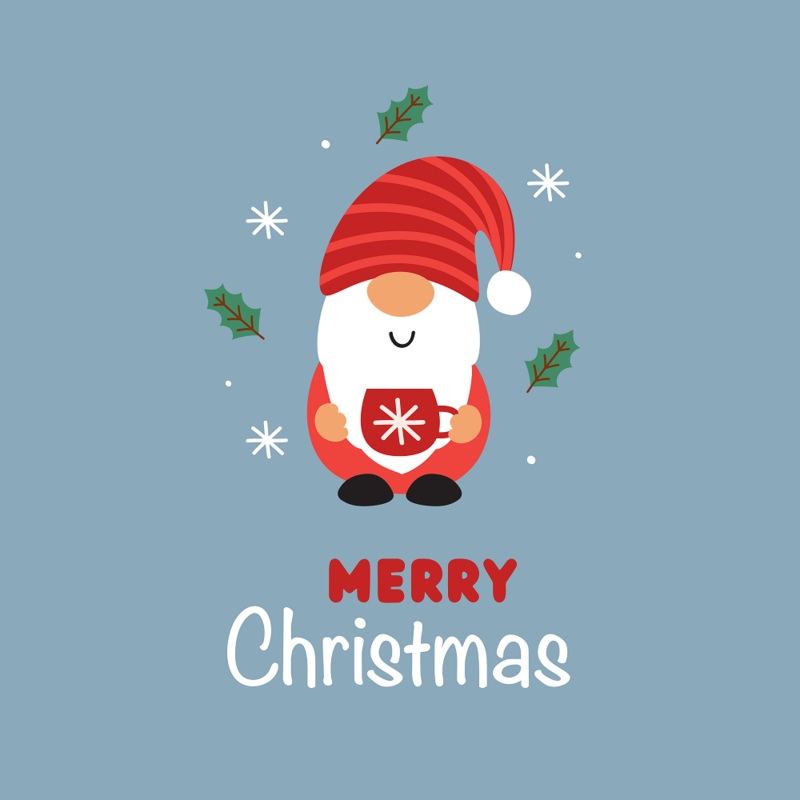 Winter Wonderland Gnome Fabric Panel – Blue Quilting Cotton 4.5 Inches by 4.5 Inches