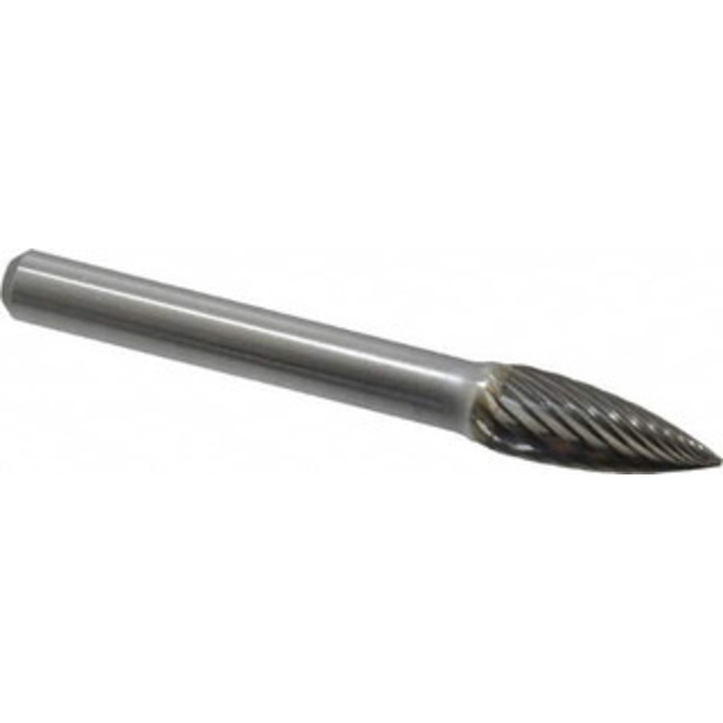 Atrax 5/16 Cut Diam, 1/4 Shank Diam, Carbide Single Cut Tree Burr Point End, 2-1/2 OAL, 3/4 LOC SG-2SC-ATX – 85286029