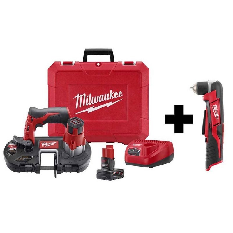 Milwaukee 2429-21XC-2415-20 M12 12V Lithium-Ion Cordless Sub-Compact Band Saw Kit with M12 Right Angle Drill (Tool-Only) | Bigbigmart.com