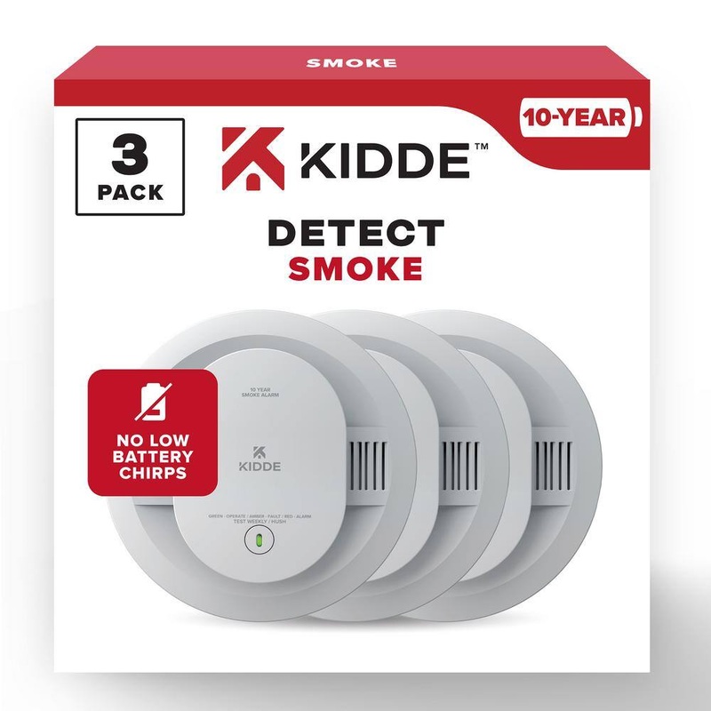 Kidde 21031468 10-Year Battery Powered Smoke Detector with Photoelectric Sensor (3-Pack) | Bigbigmart.com