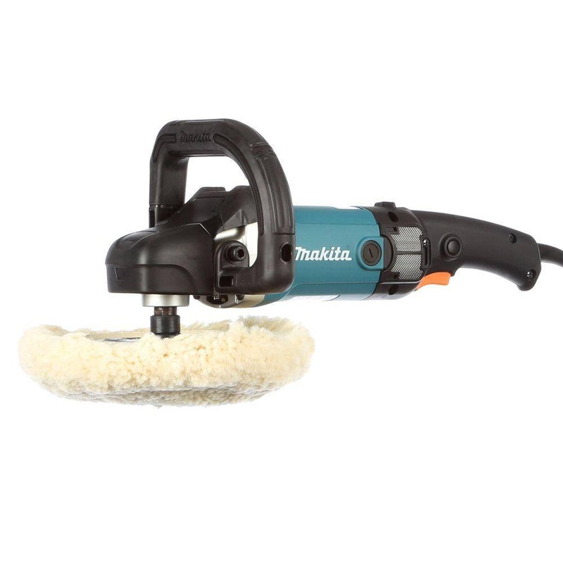 Makita 9237CX3 10 Amp 7 in. Corded 3,000 RPM Variable Speed Polisher with Side Handle, Wool Bonnet and 21 in. Contractor Bag | Bigbigmart.com