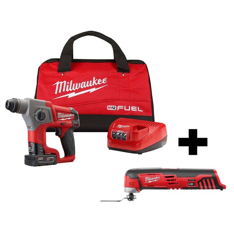 Milwaukee 2416-21XC-2426-20 M12 FUEL 12-Volt Lithium-Ion 5/8 in. Brushless Cordless SDS-Plus Rotary Hammer Kit with M12 Multi-Tool | Bigbigmart.com