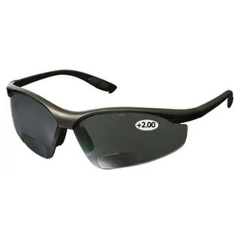 PRO-SAFE Mag Reader Bifocal Safety Glasses, Gray Lens, 2 Diopter – 56-180-3