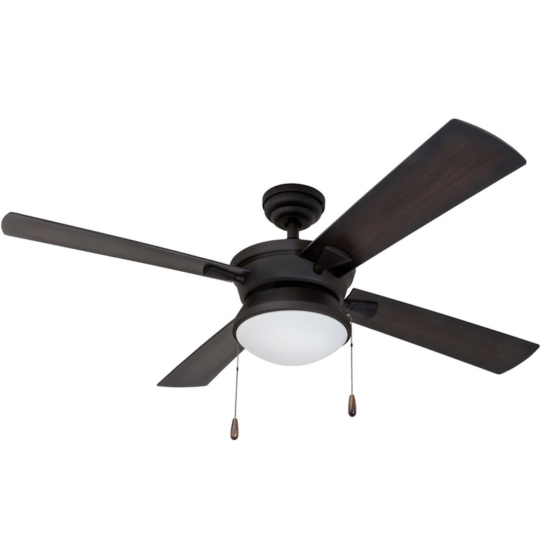 Prominence Home Auletta 52 Black Indoor/Outdoor Ceiling Fan with 4 Blades, Light Kit, Pull Chains & Reverse Airflow | Bigbigmart.com