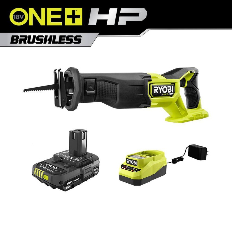 RYOBI PBLRS01B-PSK005 ONE+ HP 18V Brushless Cordless Reciprocating Saw with 2.0 Ah Battery and Charger | Bigbigmart.com