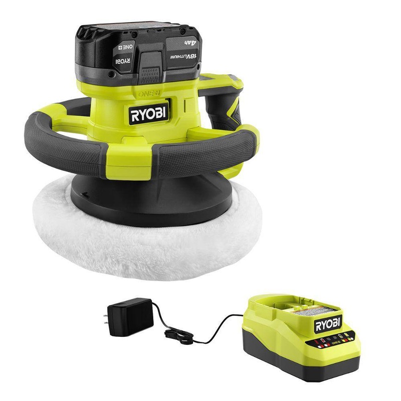 RYOBI PCL465K1 ONE+ 18V Cordless 10 in. Variable Speed Random Orbit Buffer Kit with 4.0 Ah Battery and Charger | Bigbigmart.com
