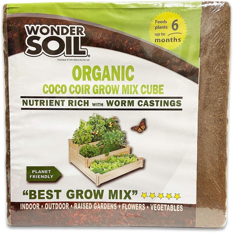 WONDER SOIL | Organic Coco Coir Brick/Block | Ready to Plant Compressed Coco Coir Fully Loaded with Nutrients | 10 LBS Block Expands to 2.5 Cu Ft | Incl Worm Castings & Nutrients | Bigbigmart.com