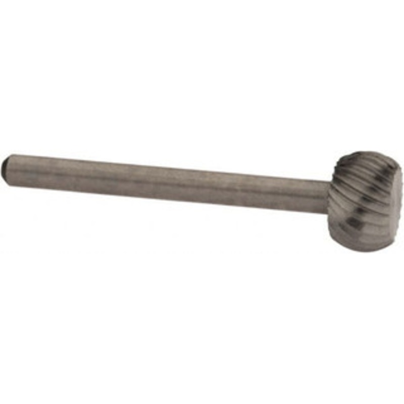 Made in USA 3/8 Cut Diam, 1/8 Shank Diam, High Speed Steel Single Cut Flatted Ball Burr Flat End, 1-1/2 OAL, 7/32 LOC H-5 – 00439059