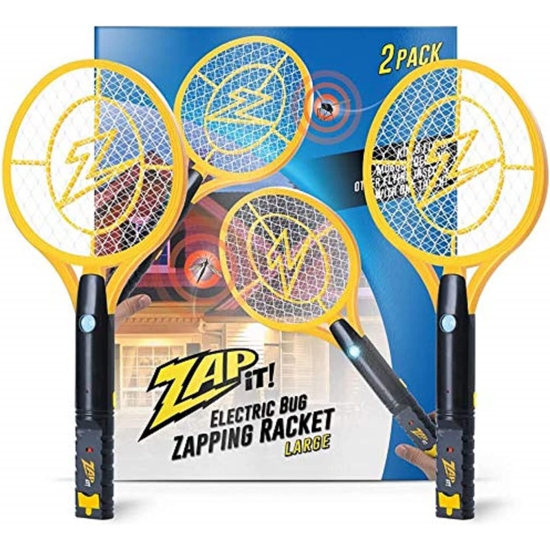 ZAP iT! Electric Fly Swatter Racket & Mosquito Zapper – High Duty 4,000 Volt Electric Bug Zapper Racket – Fly Killer USB Rechargeable Indoor Safe – 2 Pack (Large, Yellow) | Bigbigmart.com
