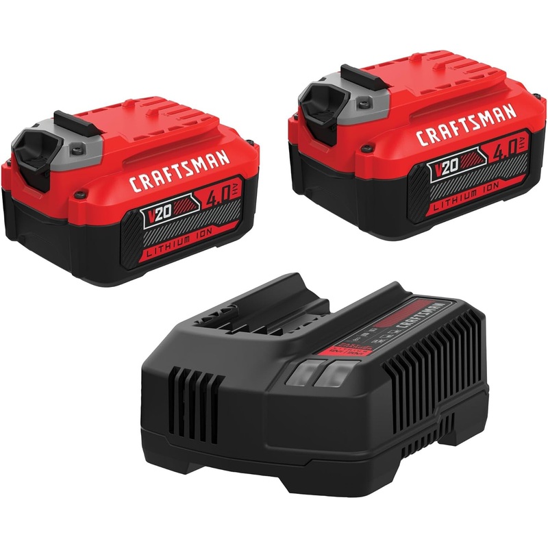 CRAFTSMAN 20V Power Tool Battery 2-Pack, Lithium-ion with Charger (CMCB204-2CK) | Bigbigmart.com