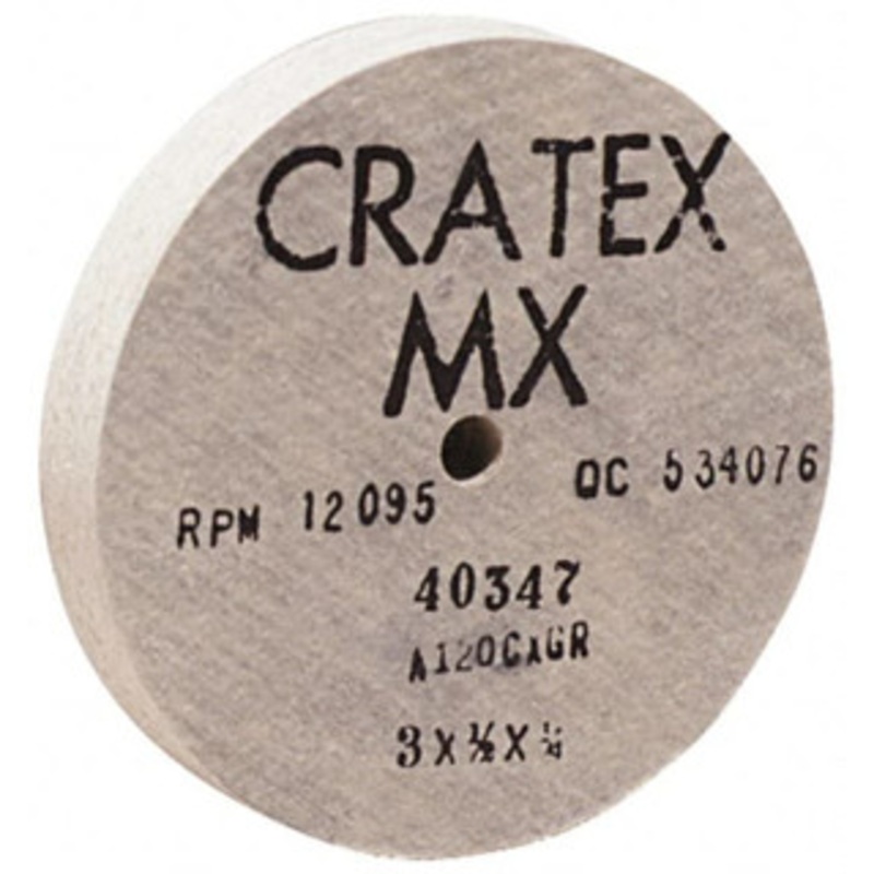 Cratex 6 Diam x 1/2 Hole x 1/2 Thick, 54 Grit Surface Grinding Wheel Aluminum Oxide, Type 1, Coarse Grade, 9,040 Max RPM, No Recess 40332 – 67187740