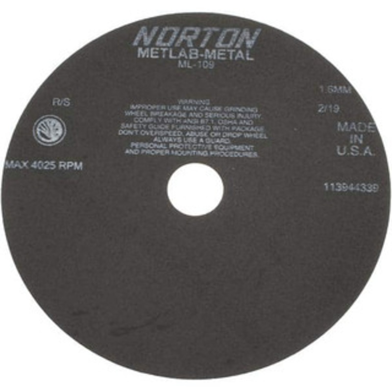Norton 9 x 0.063, 1-1/4 Hole Aluminum Oxide Cutoff Wheel 4,025 Max RPM, Use with Stationary Tools 66253117874 – 42064782