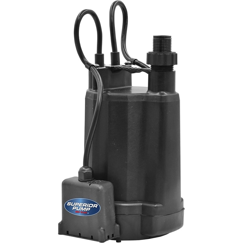 Superior Pump 91046 1200GPH Thermoplastic Automatic Utility Pump, 1/6 HP | Bigbigmart.com
