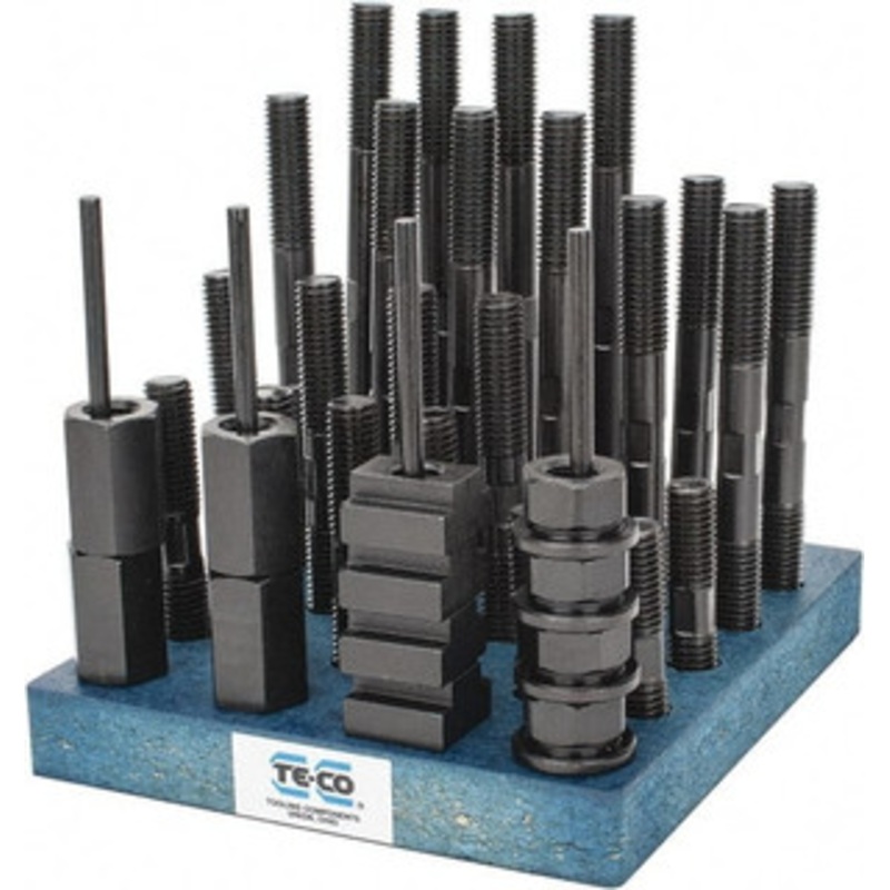 TE-CO 38 Piece, 5/8-11 Stud, 11/16 T Slot, T Nut & Stud Kit 1-1/8 T-Slot Nut Width, 3, 4, 5, 6, 7, 8 Stud Lengths 20608 – 06943062