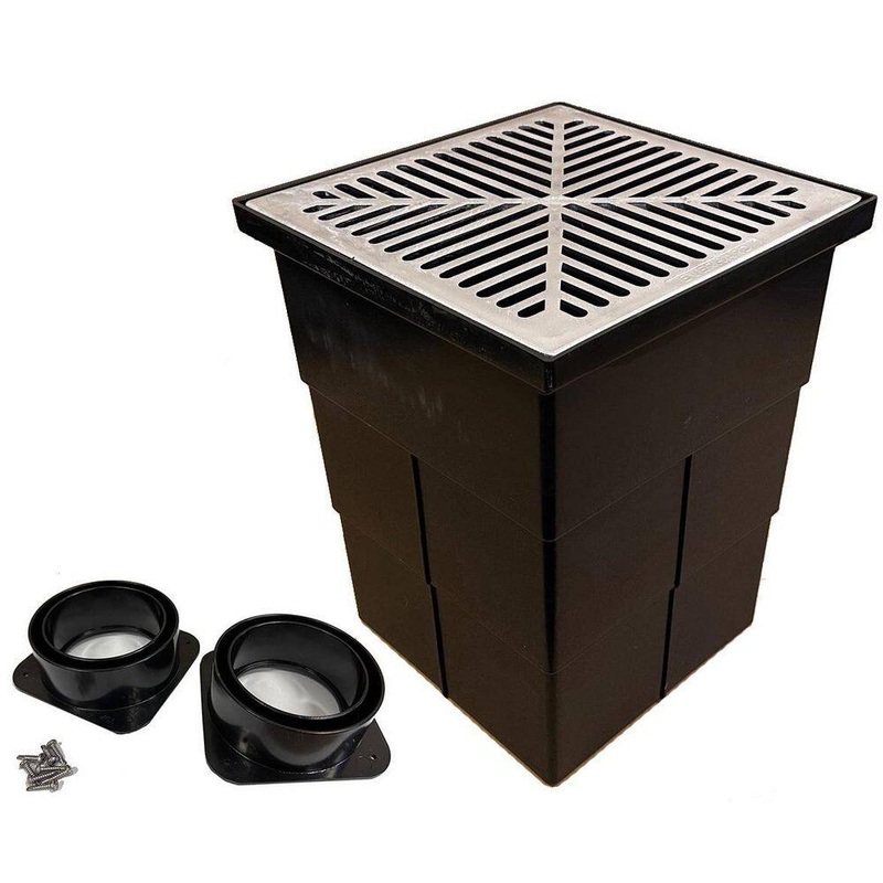 U.S. TRENCH DRAIN 80072 18 in. x 14 in. Storm Water Pit and Catch Basin for Modular Trench and Channel Drain Systems with Aluminum Grate | Bigbigmart.com