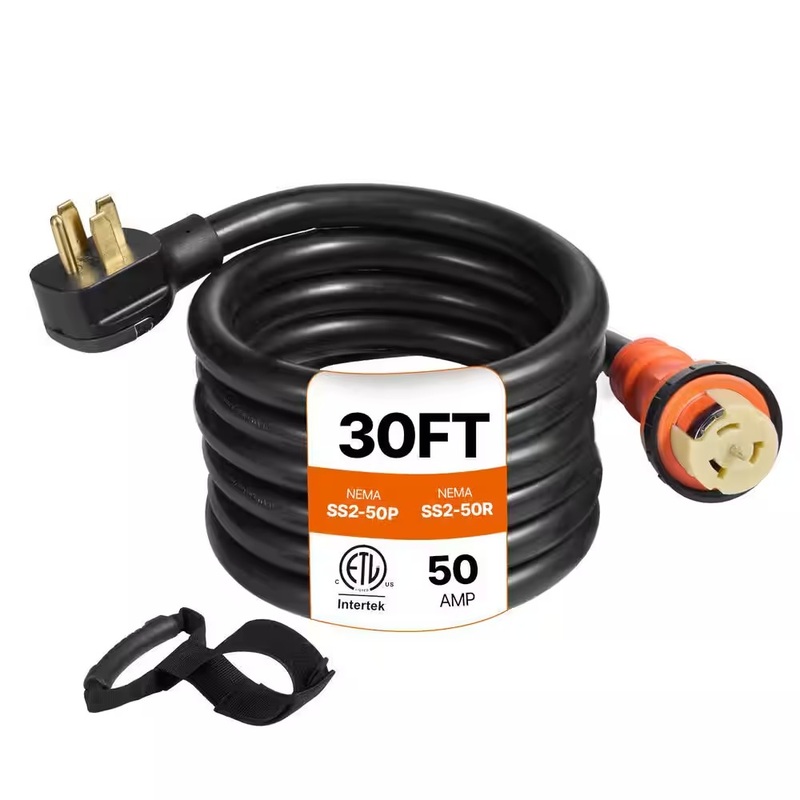 VEVOR FDJYCX30FT50AHCZ1V1 Generator Power Cord 30 ft. 50 Amp 125/250-Volt RV Extension Cord 12,000-Watt STW Cable ETL Listed with N14-50P Outlet | Bigbigmart.com