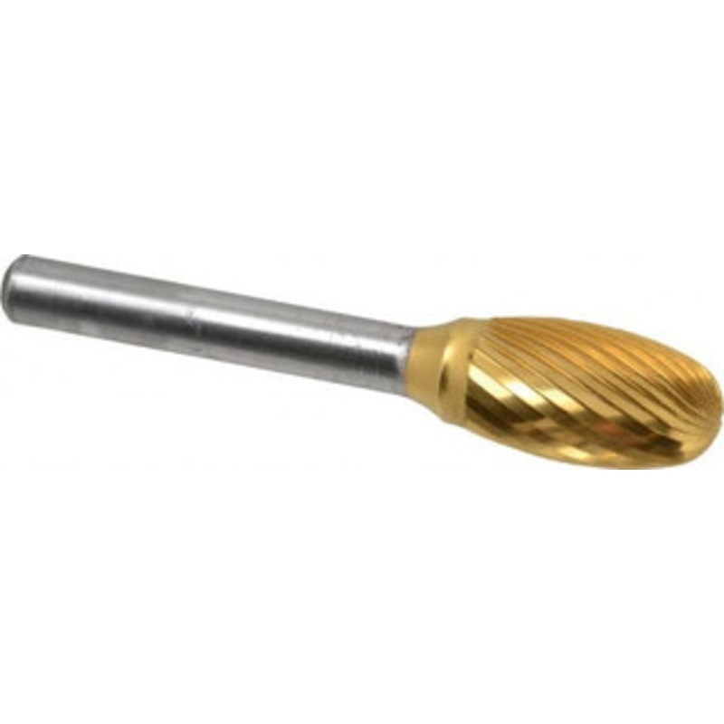 Atrax 1/2 Cut Diam, 1/4 Shank Diam, Carbide Double Cut Oval Burr Radius End, 2-3/4 OAL, 7/8 LOC, Titanium Nitride Finish SE-5SC-2 – 00451062