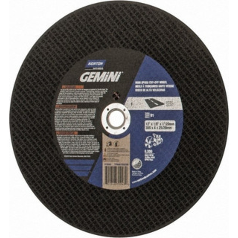 Norton 12 x 1/8, 20mm Hole 16 Grit Silicon Carbide Cutoff Wheel Very Coarse, Reinforced, 6,360 Max RPM, Use with Gas Powered Saws 70184670243 – 07554447