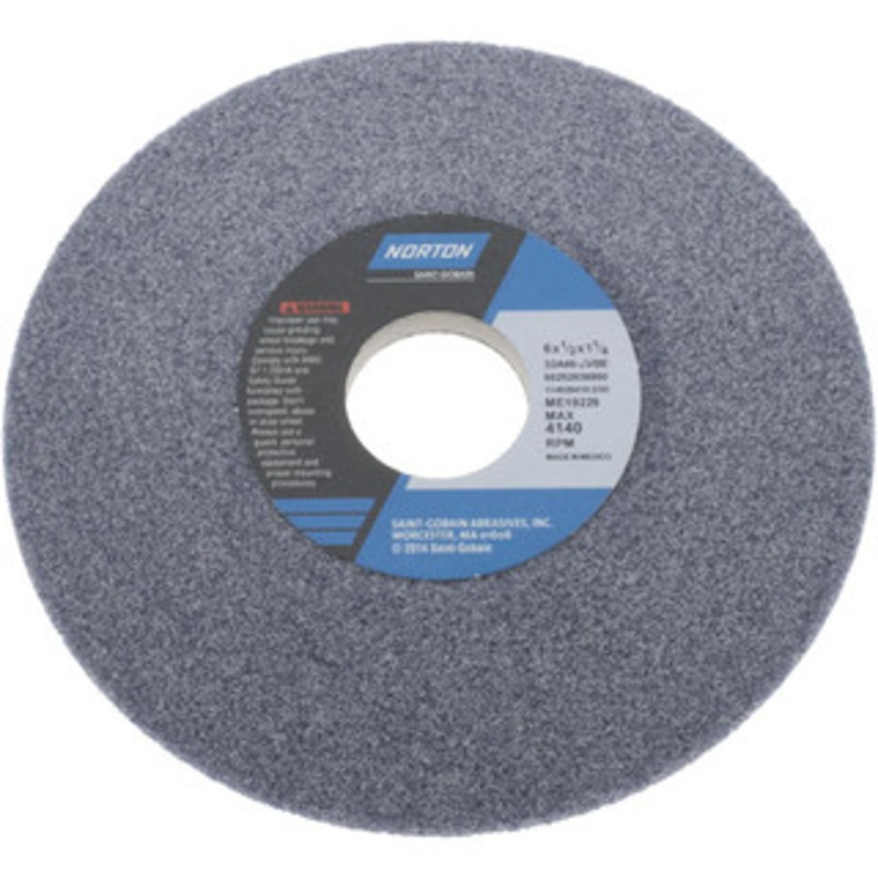 Norton 6 Diam, 1-1/4 Hole Size, 1/2 Overall Thickness, 46 Grit, Type 12 Tool & Cutter Grinding Wheel Coarse Grade, Aluminum Oxide, J Hardness, Vitrified Bond, 4,140 RPM 66252836860 – 05969118
