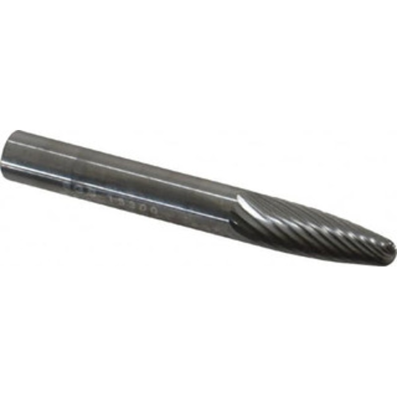 SGSPRO 1/4 Cut Diam, 1/4 Shank Diam, Carbide Single Cut Tree Burr Radius End, 3/4 LOC 13300 – 05290523