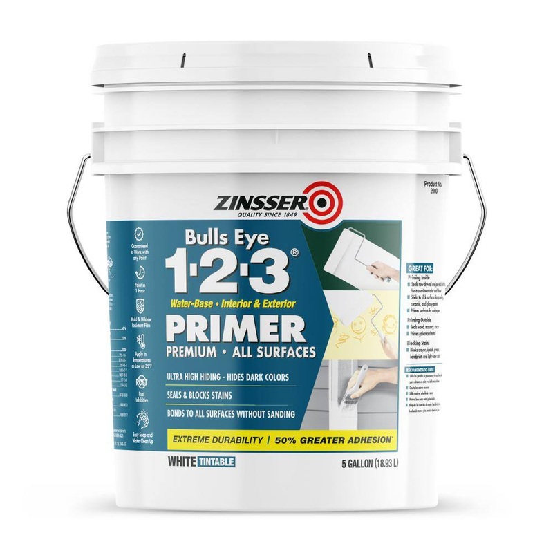 Zinsser 2000 Bulls Eye 1-2-3 5 Gal. White Water-Based Interior/Exterior Primer and Sealer | Bigbigmart.com