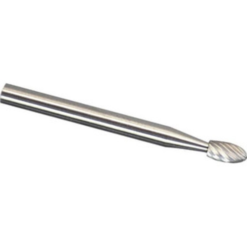 Made in USA 1/4 Cut Diam, 1/4 Shank Diam, Carbide Double Cut Oval Burr Radius End, 2 OAL, 3/8 LOC SE-1DC-CCS2 – 45656410