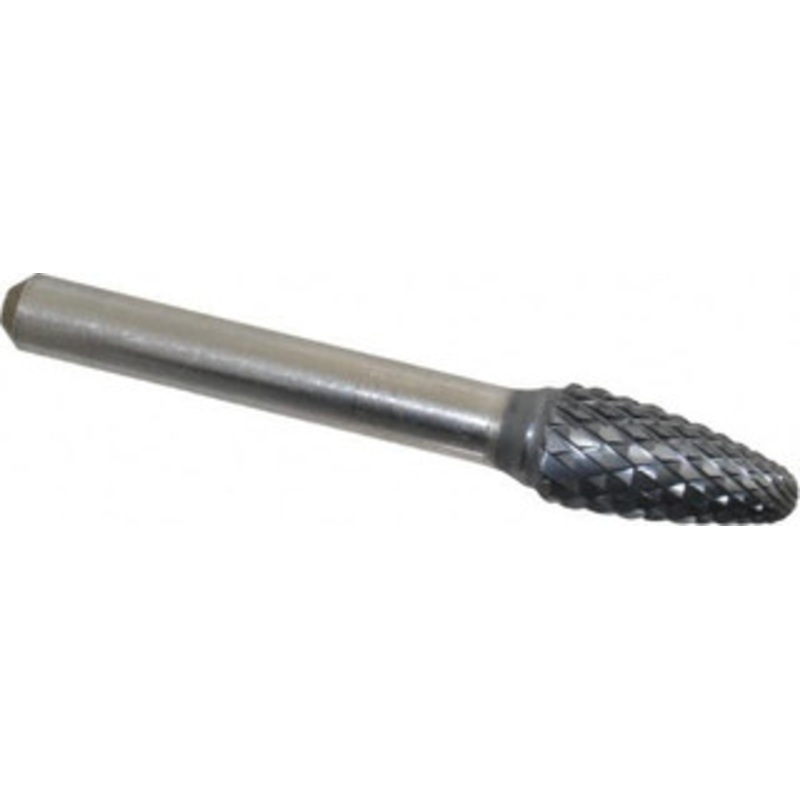 SGSPRO 3/8 Cut Diam, 1/4 Shank Diam, Carbide Double Cut Tree Burr with Radius Radius End, 2-1/2 OAL, 3/4 LOC, Titanium Aluminum Nitride Finish 10320 – 66741927