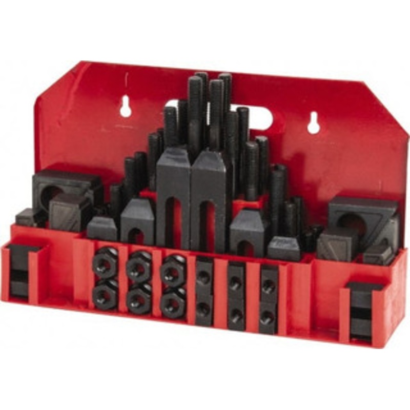 Value Collection 52 Piece Fixturing Step Block & Clamp Set with 1 Step Block, 9/16 T-Slot, 1/2-13 Stud Thread 7/8 Nut Width, 3, 4, 5, 6, 7 & 8 Stud Lengths 400-3562 – 06944524