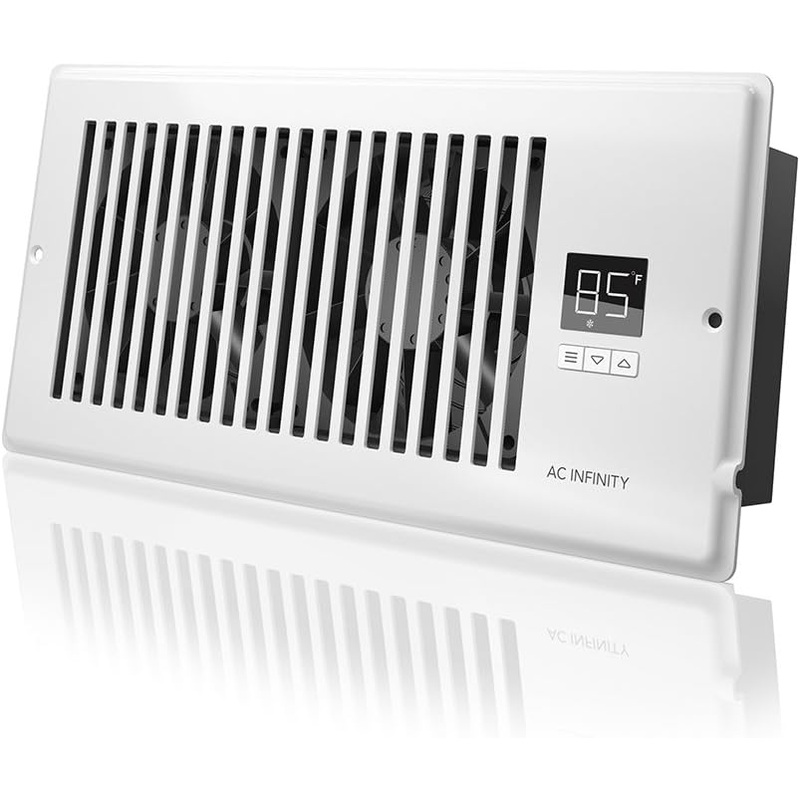 AC Infinity AIRTAP T4, Quiet Register Booster Fan with Thermostat Control. Heating Cooling AC Vent. Fits 4 x 10 Register Holes. White | Bigbigmart.com