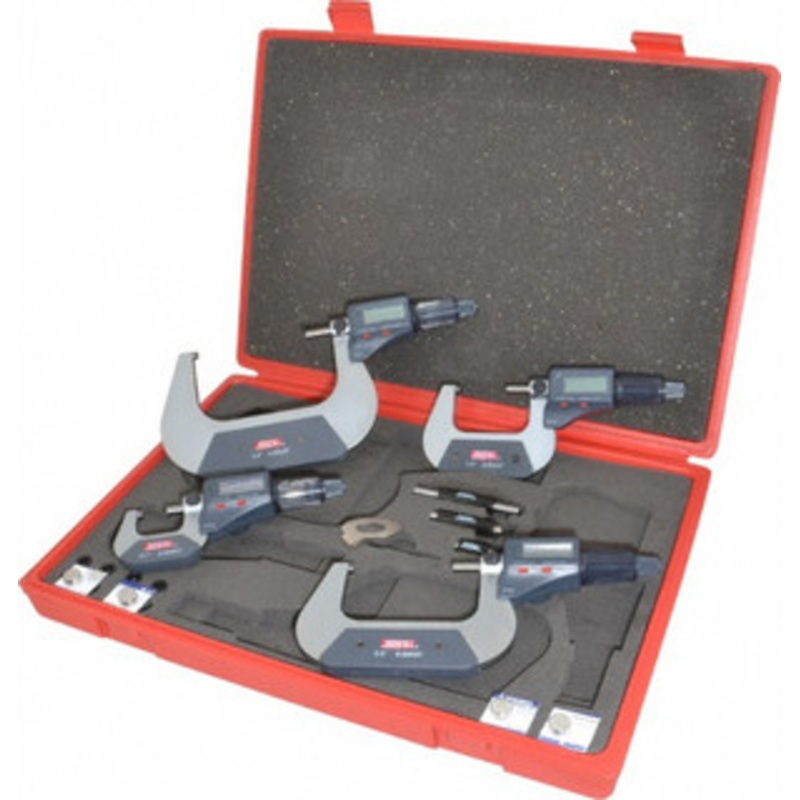 SPI IP54 Outside Electronic Micrometer SET, 4 pc. 0-4 – 13-114-4