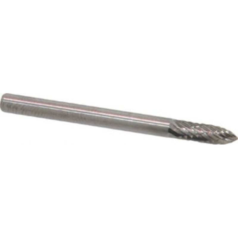 Atrax 1/8 Cut Diam, 1/8 Shank Diam, Carbide Double Cut Tree Burr Point End, 1-1/2 OAL, 3/8 LOC SG-43DC-ATX – 85283042