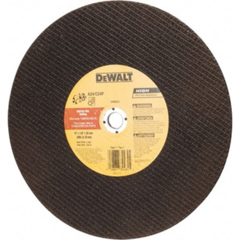 DeWALT 12 x 1/8, 20mm Hole Aluminum Oxide/Silicon Carbide Blend Cutoff Wheel Reinforced, 6,400 Max RPM, Use with Circular Saws DW8033 – 04064044