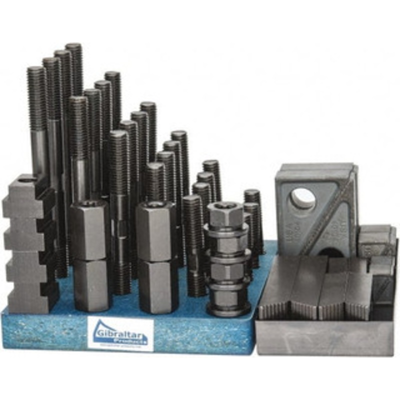 Gibraltar 50 Piece Fixturing Step Block & Clamp Set with 1 Step Block, 13/16 T-Slot, 5/8-11 Stud Thread 1-1/4 Nut Width, 3, 4, 5, 6, 7 & 8 Stud Lengths 20210G – 04805511