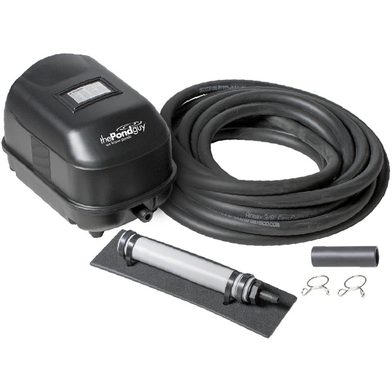 The Pond Guy Pond Aerator 1, Complete Aeration Kit, Water Garden Oxygenation Bubbler System Adds Oxygen to Koi & Fish Ponds, Outdoor Diaphragm Compressor Pump, Air Line & 1 Submersible Diffuser Stick | Bigbigmart.com