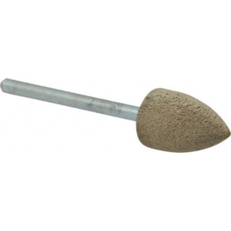 Cratex 1/2 Head Diam x 3/4 Thickness, B42, Pointed End, Aluminum Oxide Mounted Point Medium Grade, 80 Grit, 17,620 RPM B42A80CXG18 – 67186791
