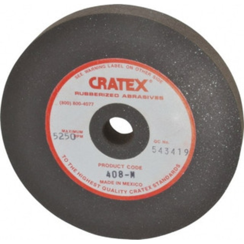 Cratex 4 Diam x 1/2 Hole x 1/2 Thick, Surface Grinding Wheel Silicon Carbide, Medium Grade, 5,250 Max RPM, Rubber Bond, No Recess 408M – 05086624