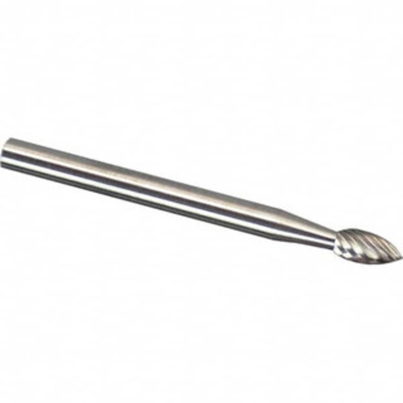 Made in USA 1/4 Cut Diam, 1/4 Shank Diam, Carbide Double Cut Tree Burr Point End, 2 OAL, 5/8 LOC SG-1DC-CCS2 – 03400033