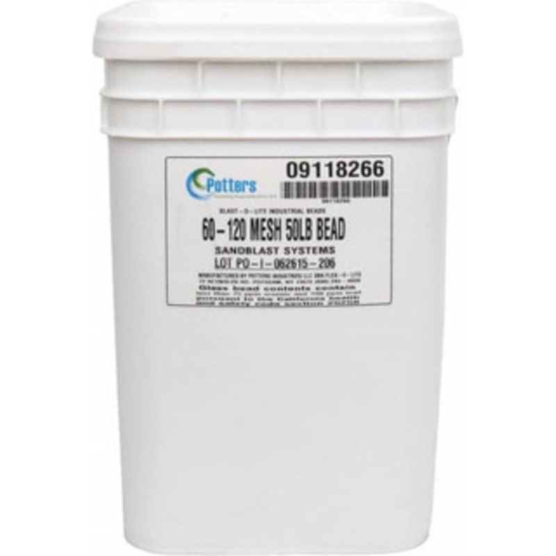 Made in USA Medium Grade Smooth Glass Bead 60 to 120 Grit, 50 Lb Pail FLEXBOL 60-120 – 09118266