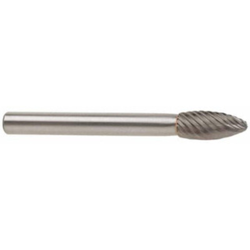 SGSPRO 1/2 Cut Diam, 3/8 Shank Diam, Carbide Double Cut Flame Burr Radius End, 3 OAL, 1-1/4 LOC 10294 – 66741703