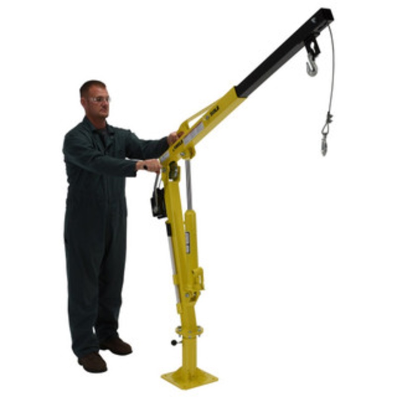 Vestil Winch Operated Truck Jib Crane, Safety Yellow, Hand Pump Operation, 500 lb. Capacity – WTJ-2