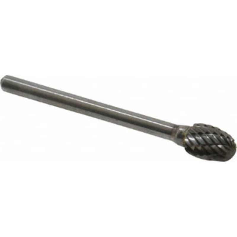 Atrax 1/4 Cut Diam, 1/8 Shank Diam, Carbide Double Cut Oval Burr Radius End, 1-5/8 OAL, 3/8 LOC SE-51DC-ATX – 85284040