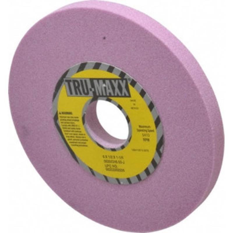 Tru-Maxx 6 Diam x 1-1/4 Hole x 1/2 Thick, J Hardness, 60 Grit Surface Grinding Wheel Aluminum Oxide, Type 1, Medium Grade, 5,410 Max RPM, Vitrified Bond, No Recess 66253292506 – 06292148