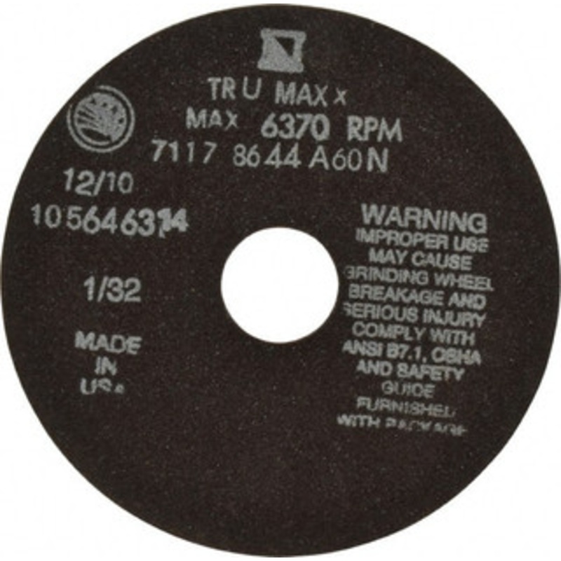 Tru-Maxx 6 x 1/32, 1-1/4 Hole 60 Grit Aluminum Oxide Cutoff Wheel Medium Grade, 6,048 Max RPM, Use with Stationary Tools 910711 – 71178644