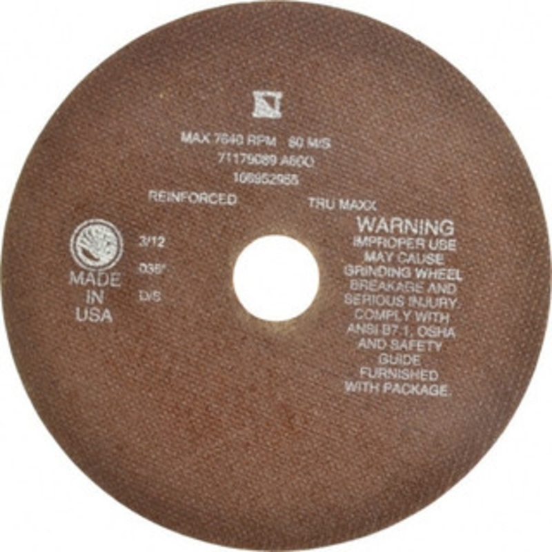 Tru-Maxx 8 x 0.035, 1-1/4 Hole 60 Grit Aluminum Oxide Cutoff Wheel Medium Grade, Reinforced, 7,639 Max RPM, Use with Stationary Tools 910236 – 71179089