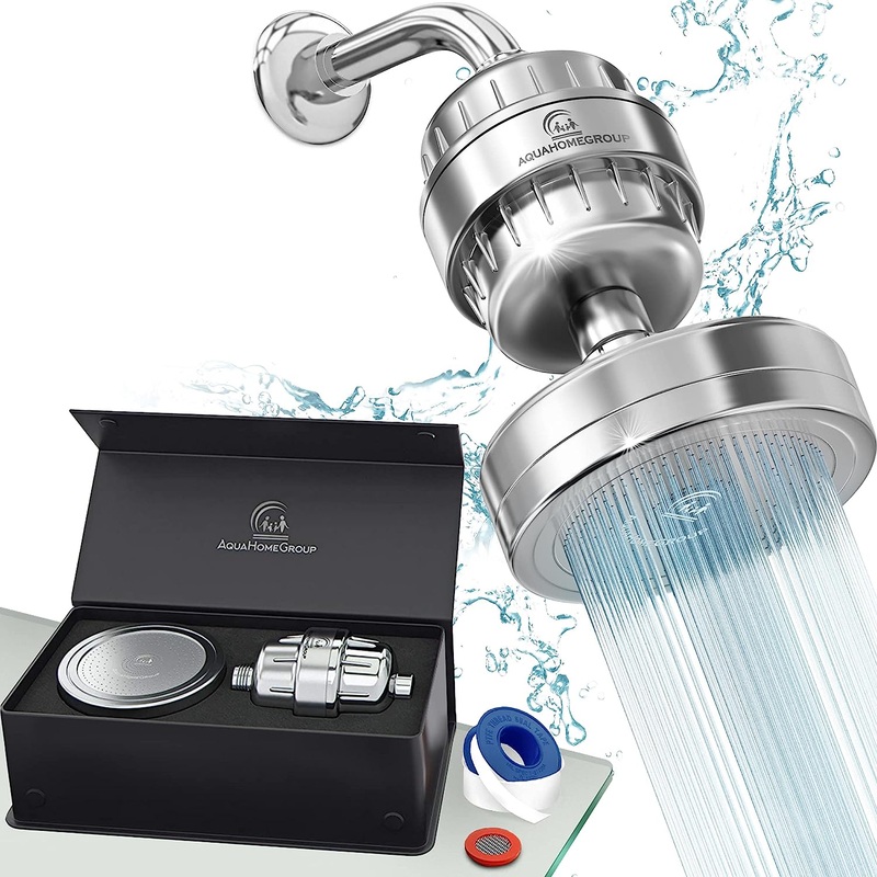 AquaHomeGroup Luxury Filtered Shower Head Set 15 Stage Shower Filter for Hard Water Removes Chlorine and Harmful Substances – Showerhead Filter High Output | Bigbigmart.com
