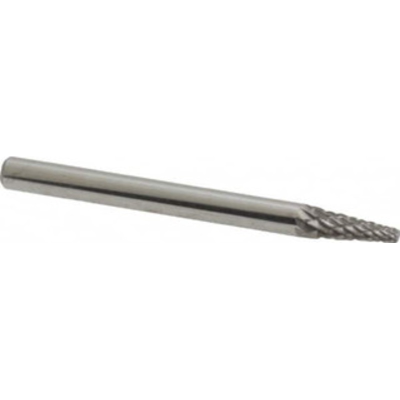 Atrax 1/8 Cut Diam, 1/8 Shank Diam, 12 Carbide Double Cut Cone Burr Point End, 1-1/2 OAL, 3/8 LOC SM-41DC-ATX – 85283703