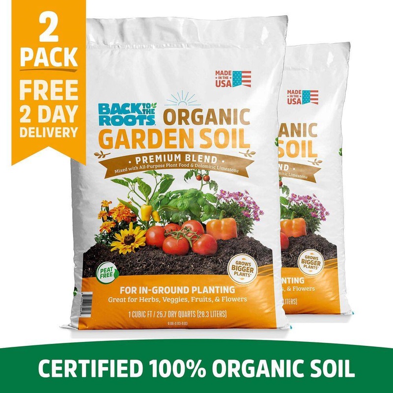 Back to the Roots 47070-DS Organic Garden Soil (2 1 cu.ft. Bags) Peat-Free, Blended with Organic Fertilizer | Bigbigmart.com