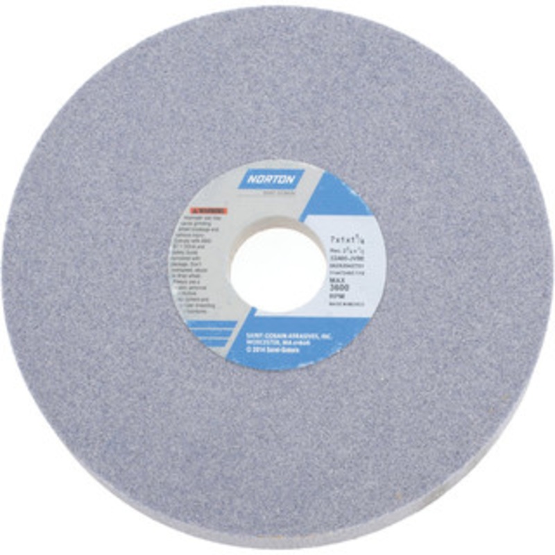 Norton 7 Diam x 1-1/4 Hole x 1 Thick, J Hardness, 60 Grit Surface Grinding Wheel Aluminum Oxide, Type 5, Medium Grade, 3,600 Max RPM, Vitrified Bond, One-Side Recess 66252942701 – 96437702